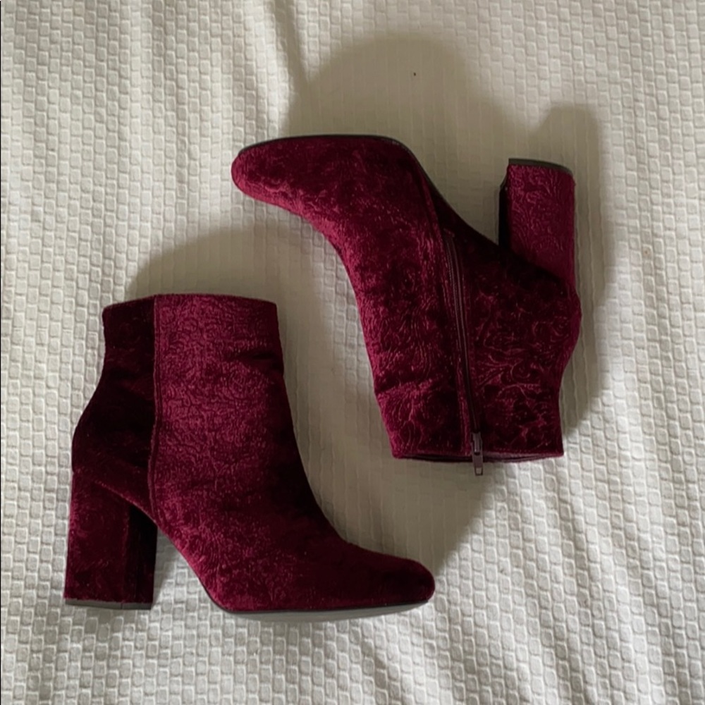 Velvet Wine-Colored Booties